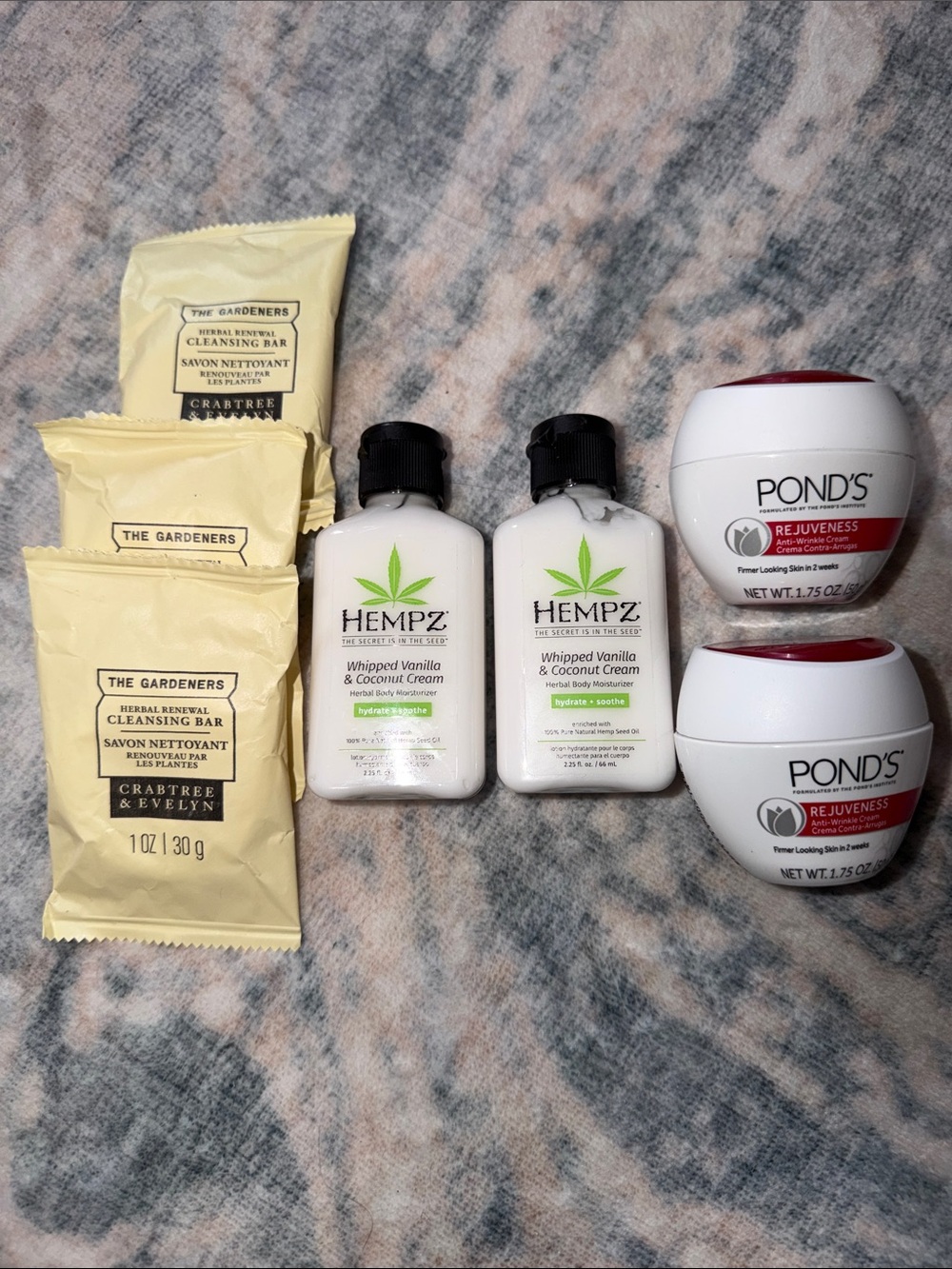TRAVEL!!! Crabtree & Evelyn soap, Hempz lotion, & Ponds bundle RV:$36!